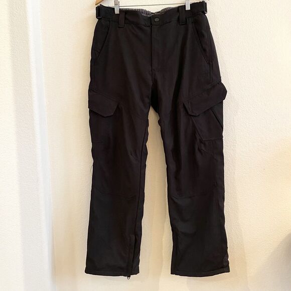 Gerry Pants Mens Large Black Cargo Snow Ski Grid Fleece Lined Zip Pockets - Picture 1 of 11